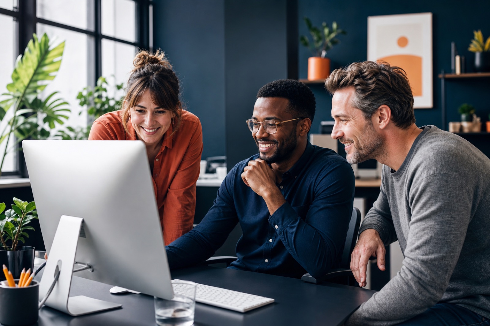 Het KopoWeb-team bespreekt samen een nieuw websiteontwerp